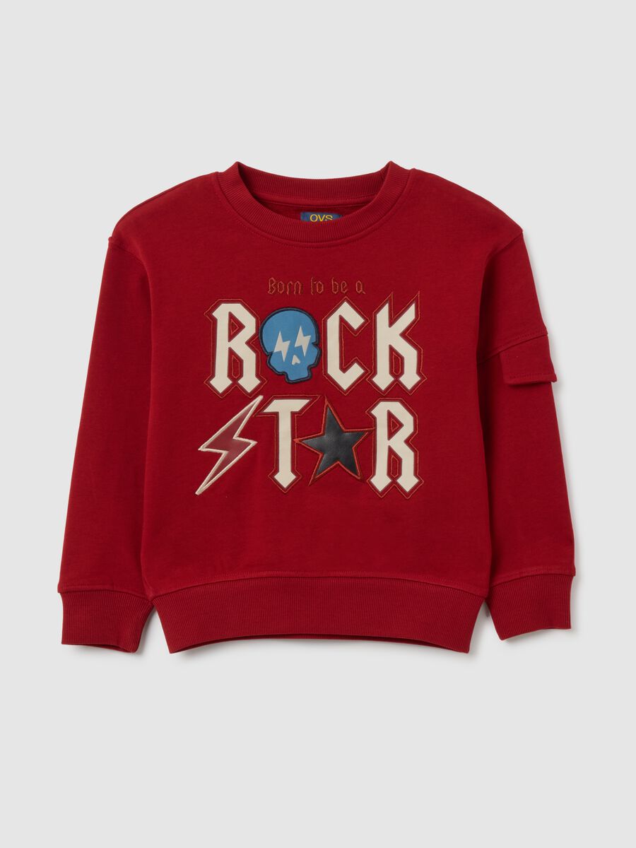 Felpa da bambino in puro cotone rossa oversize_0