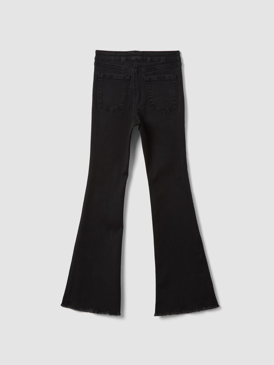 Jeggings neri flare in cotone e viscosa elasticizzata per ragazza_2