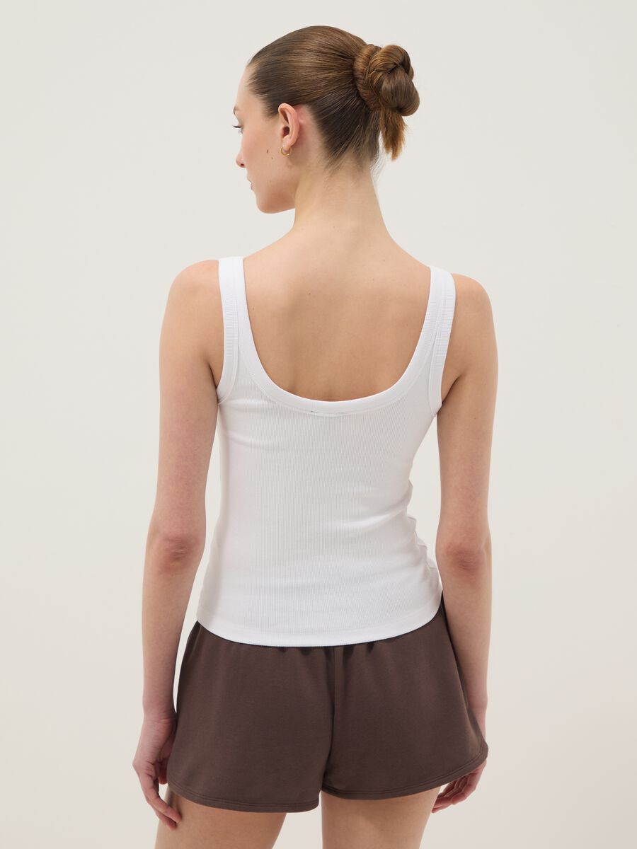 White stretch cotton fitted vest top_3
