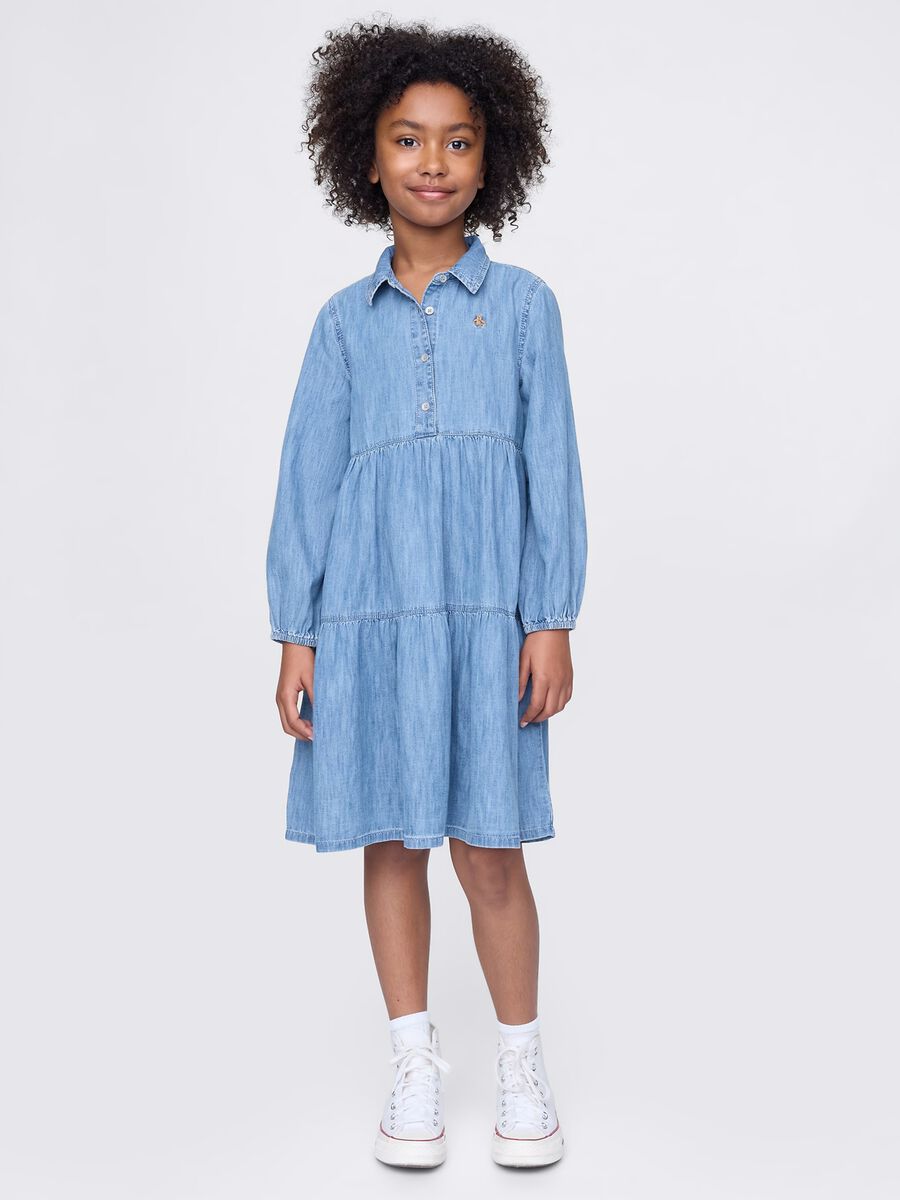 Denim dress with flounces_0