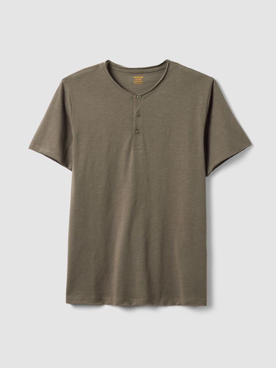 T-shirt in puro cotone verde regular fit con collo serafino_4