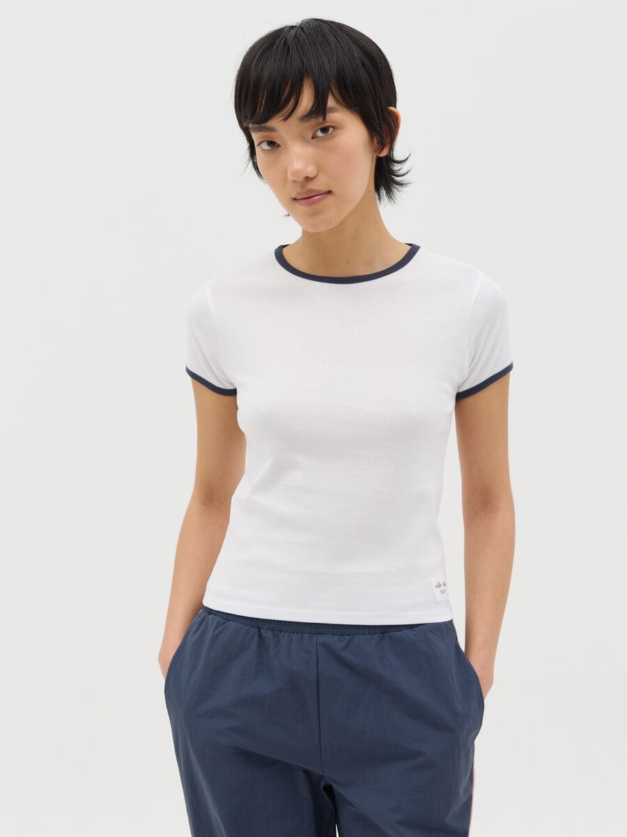 White slim-fit T-shirt in cotton_0