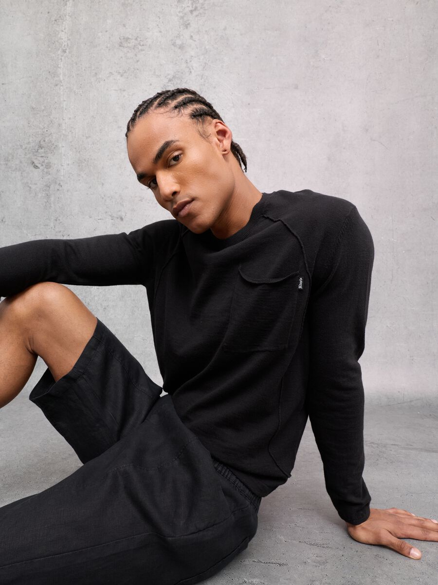 Black Knit Long-Sleeve T-Shirt_3