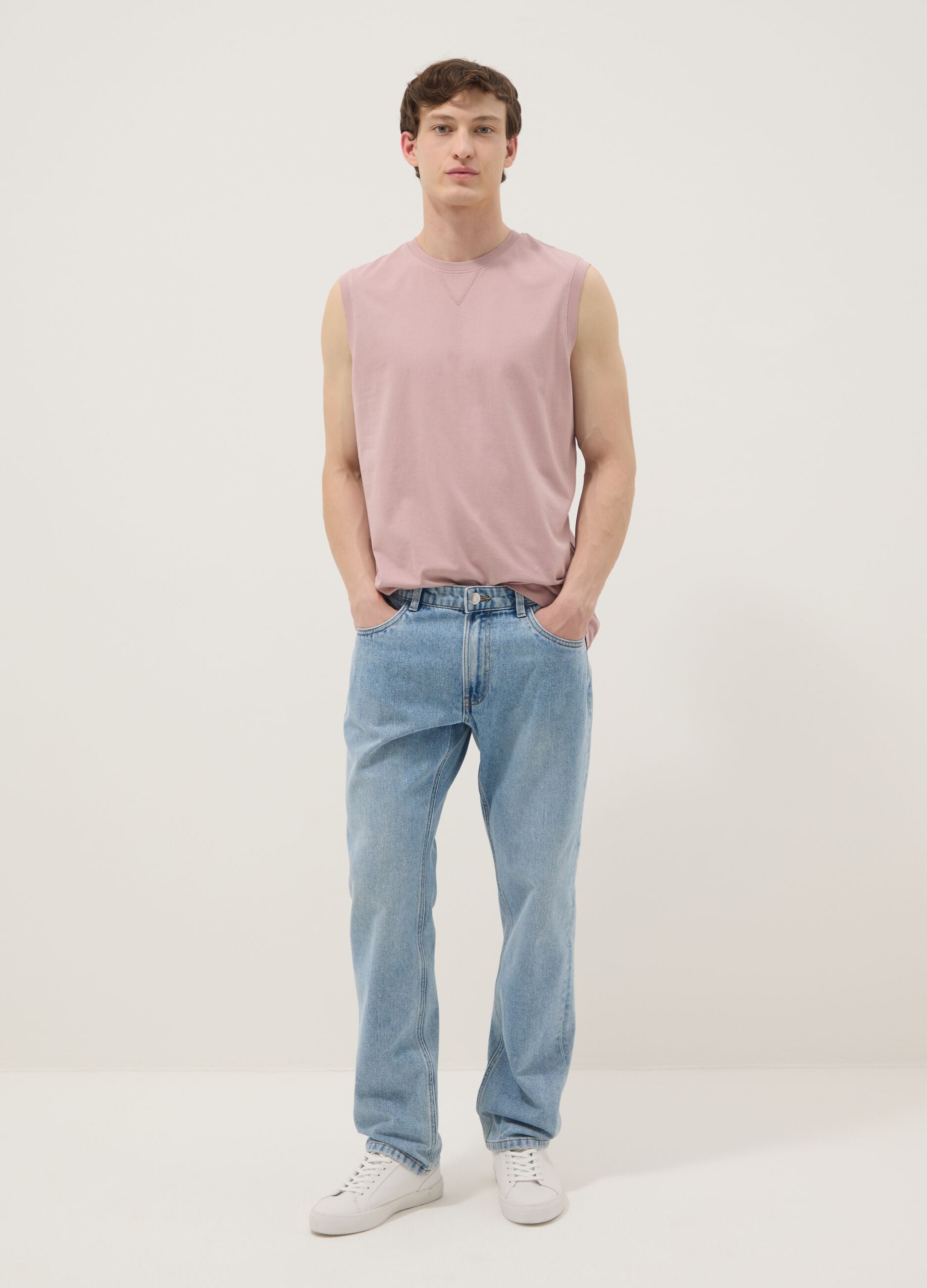 Pink pure cotton tank top