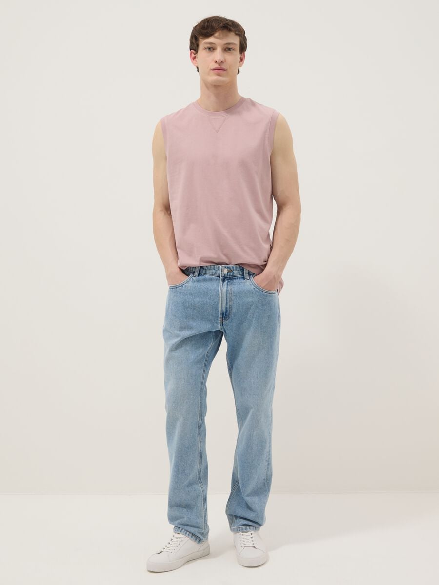 Canotta girocollo rosa in puro cotone relaxed fit_2
