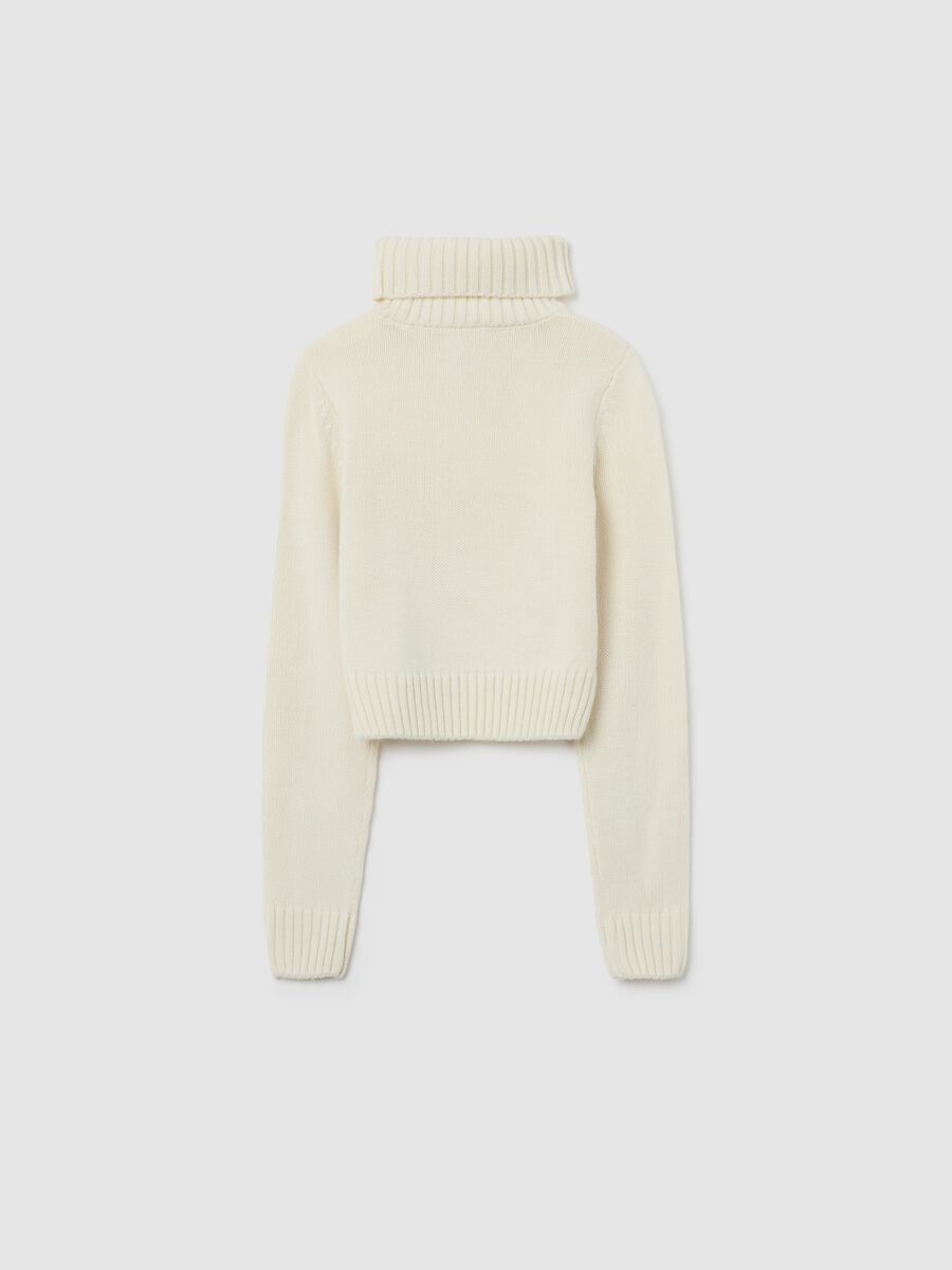 Maglione a collo alto bianco da ragazza regular fit_4