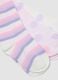 Pack of five long socks in white, lilac purple and light pink in stretch organic cotton_2