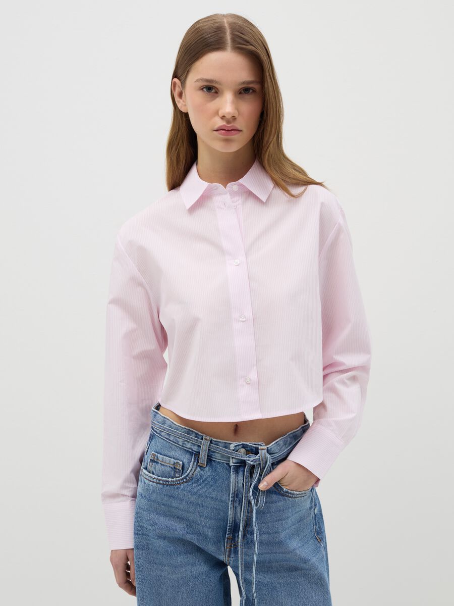 Cotton cropped shirt_0