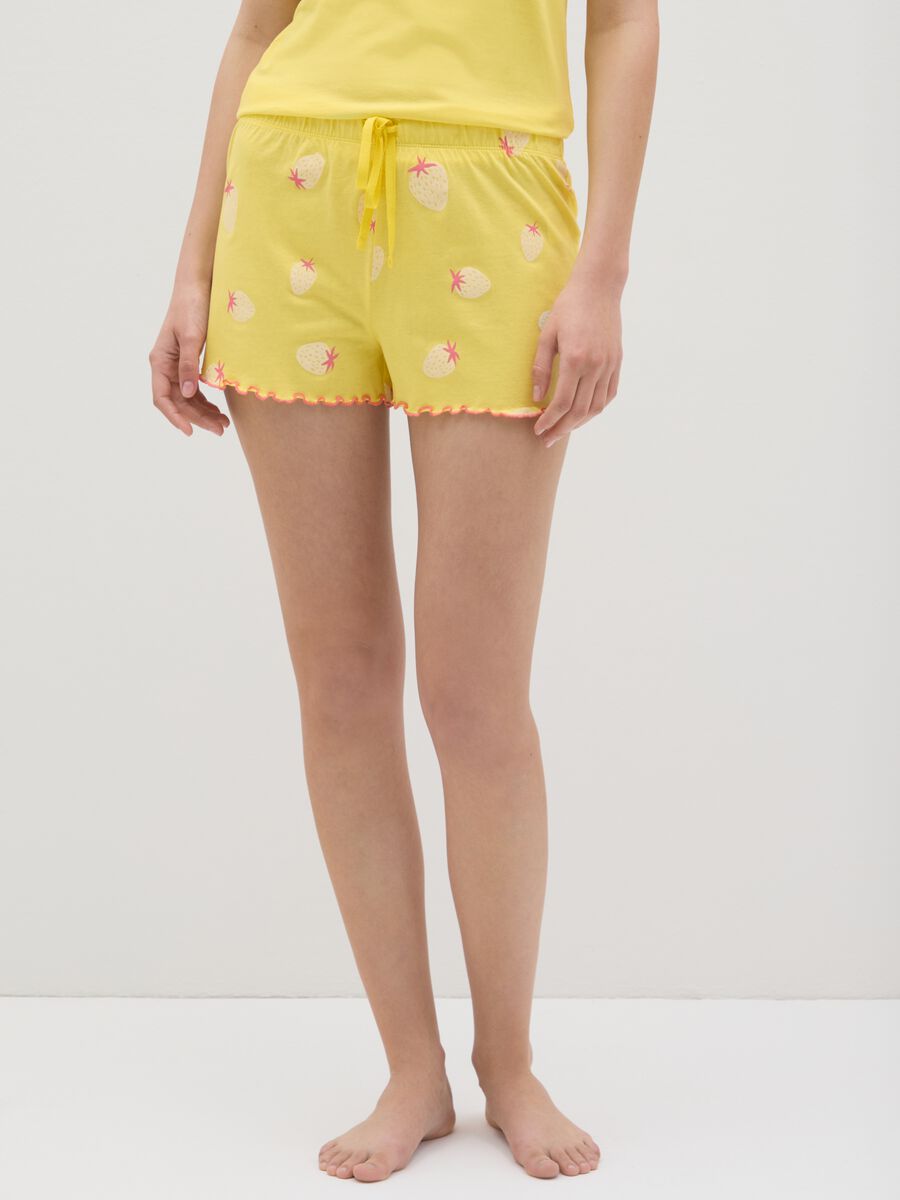 Women's Yellow Pure Cotton Shorts_1