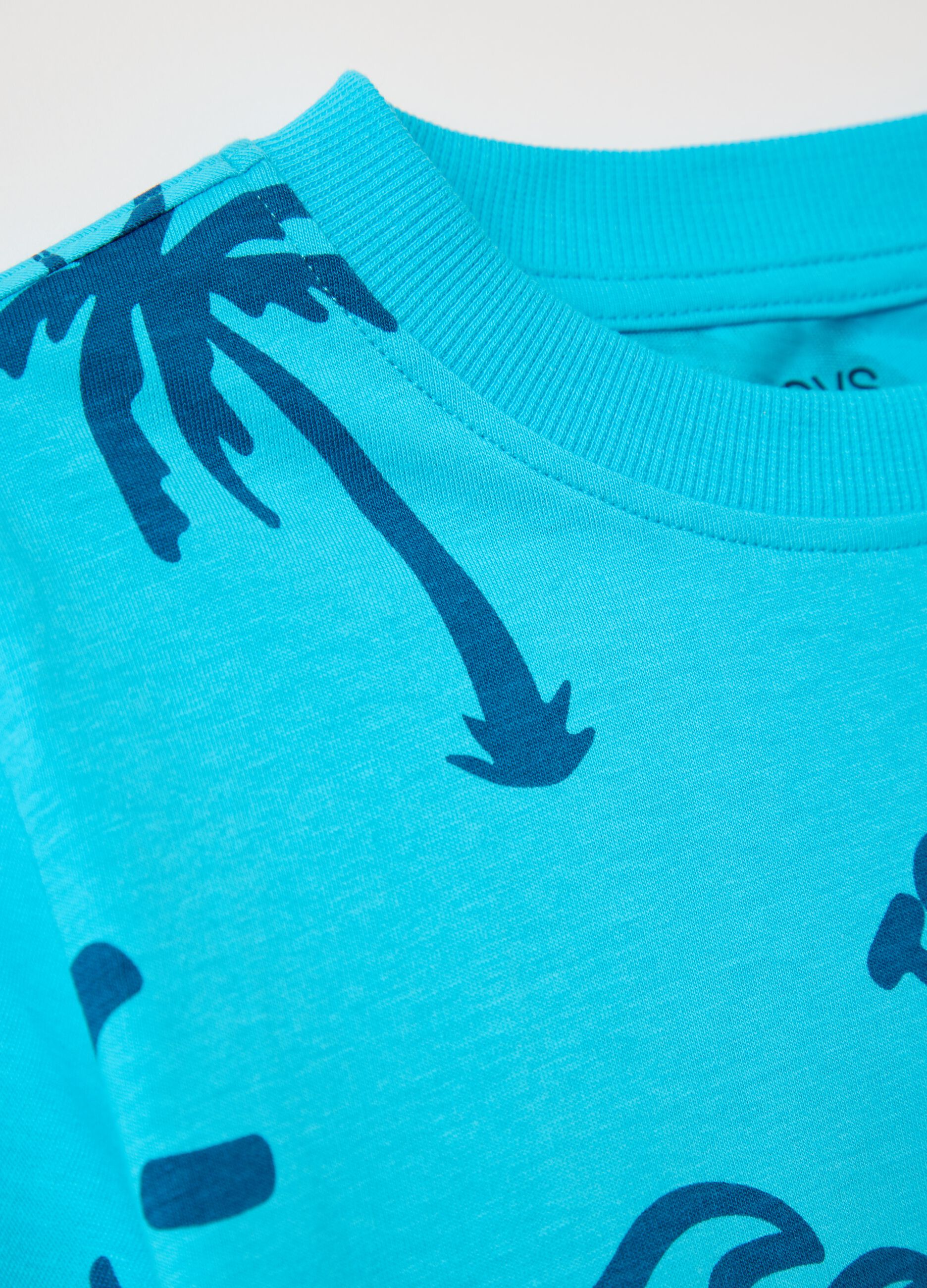 OVS Kids Blue T-shirt with Tropical Print