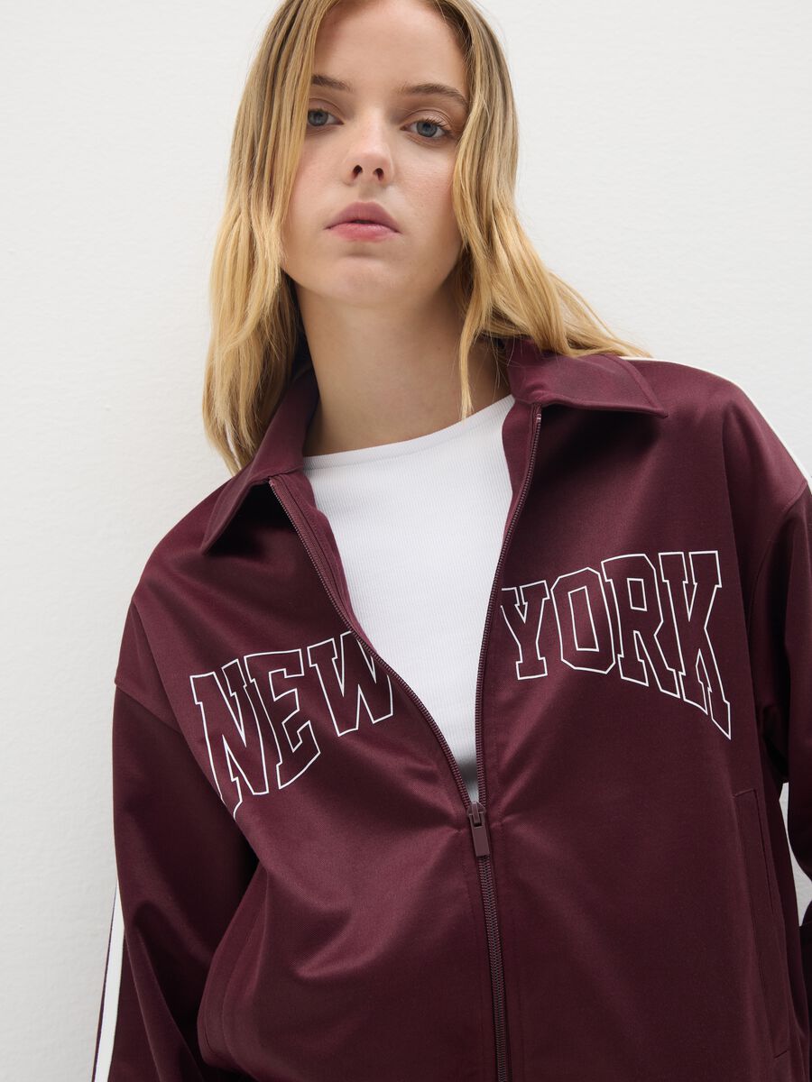 Felpa in misto cotone rossa regular fit con zip_2