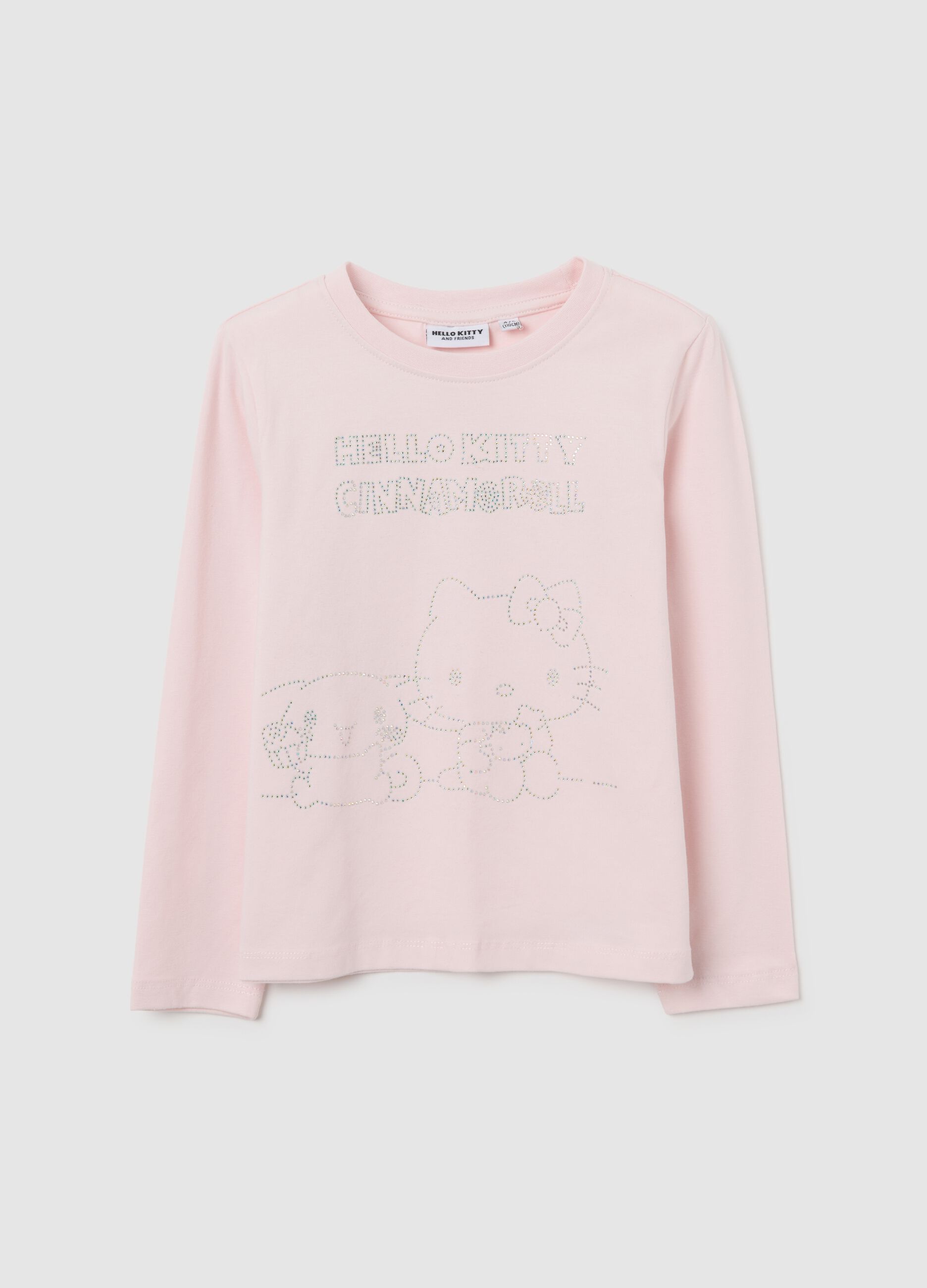 Girl's regular fit pink cotton blend T-shirt featuring Hello Kitty