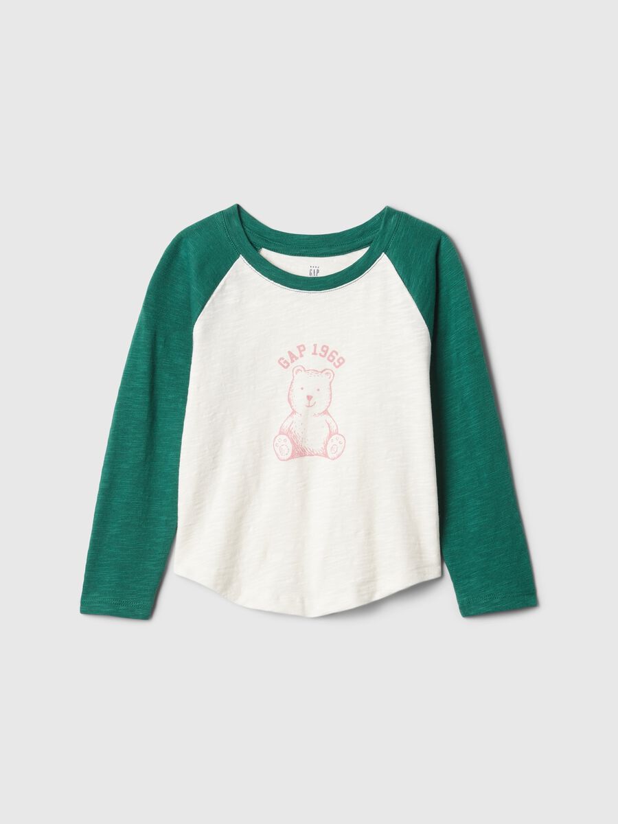 T-shirt a maniche lunghe con stampa orsetto_0