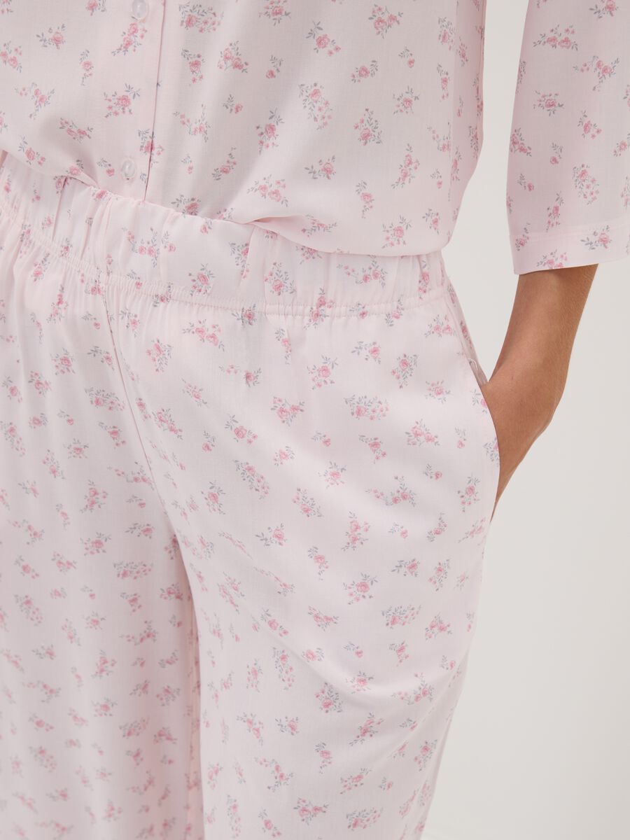 Pink pure viscose floral print pyjama trousers_3