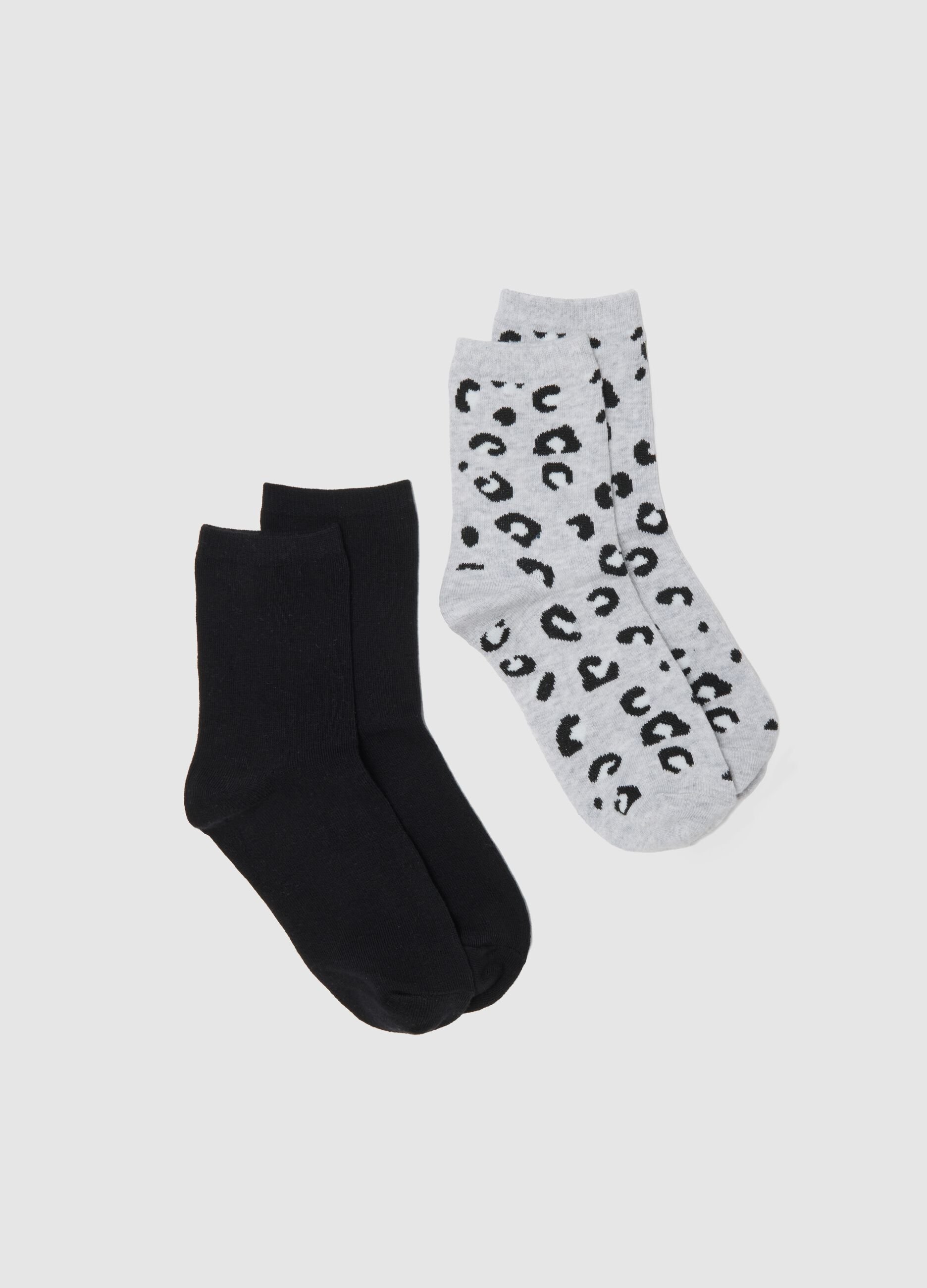 Multicolour Leopard Cotton Blend Sock Twin Pack