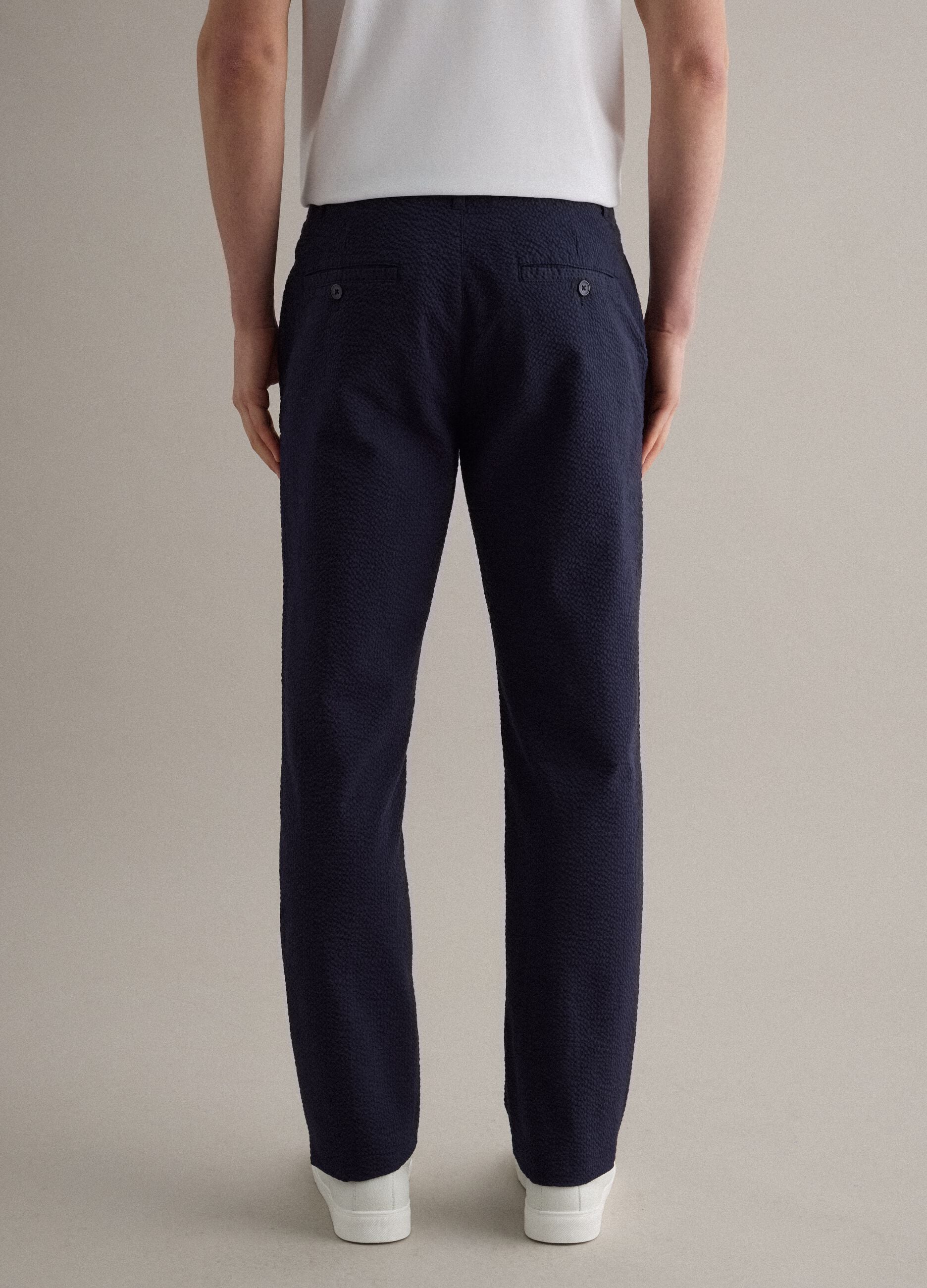 Regular fit blue stretch cotton chino trousers
