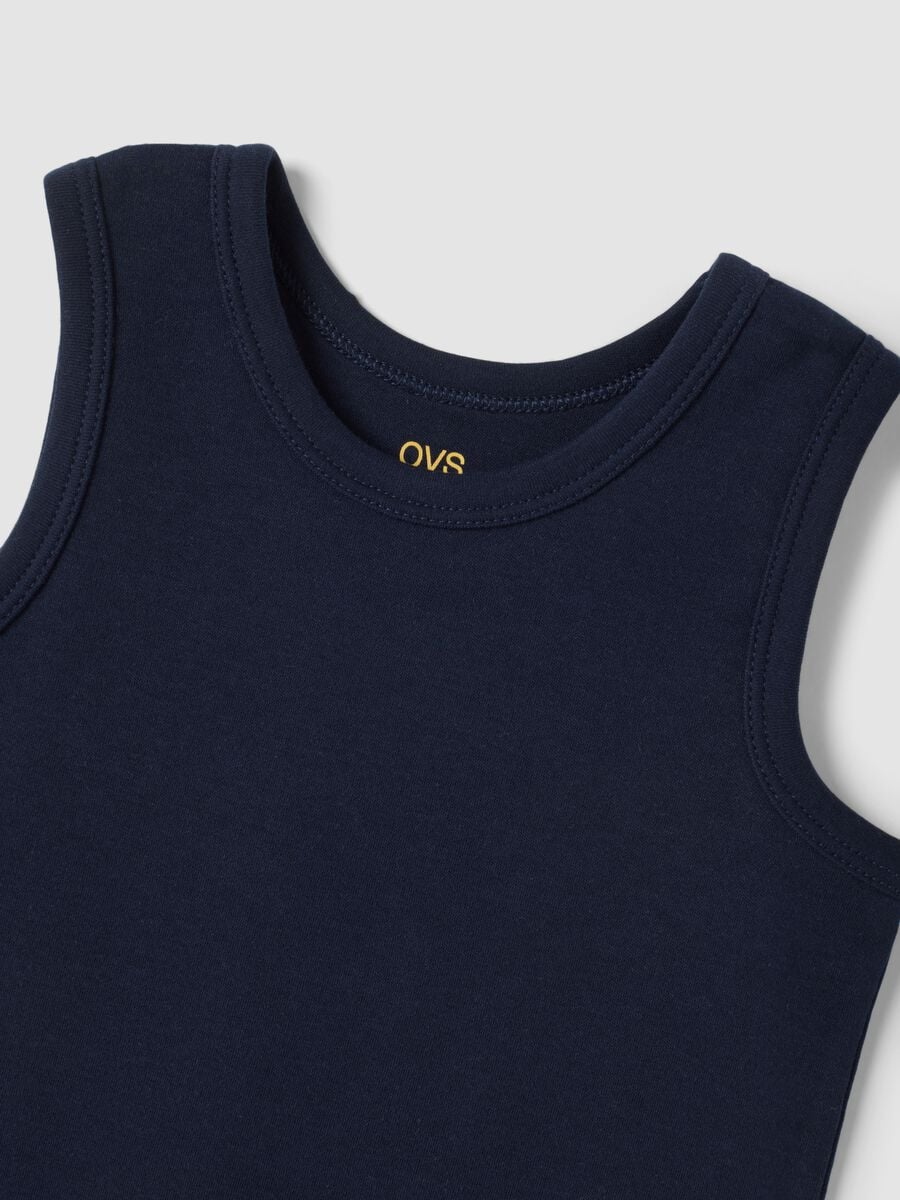 2-pack boys&rsquo; white and blue organic cotton tank tops with crew neck_2