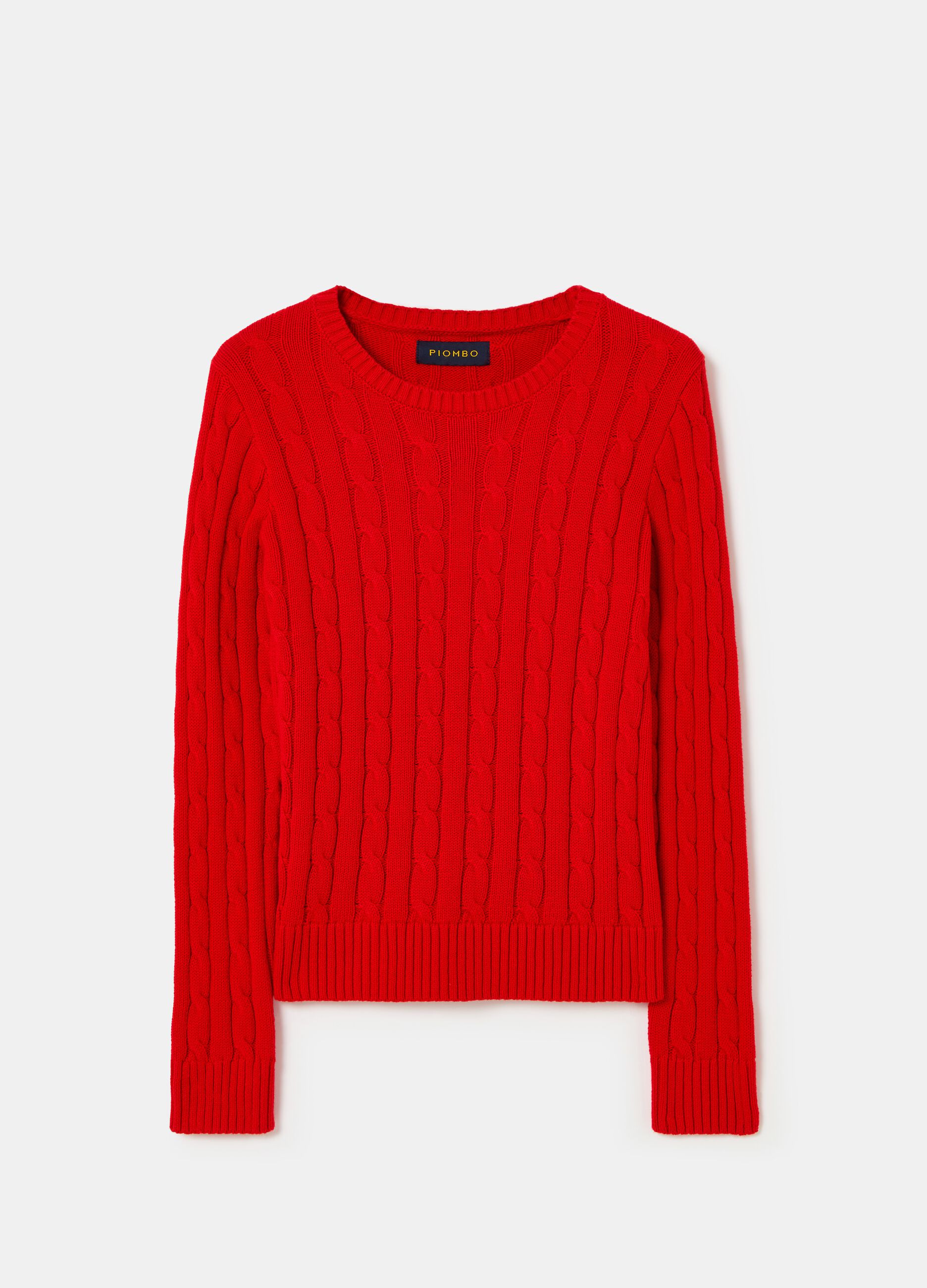 Ribbed pullover with cable-knit design