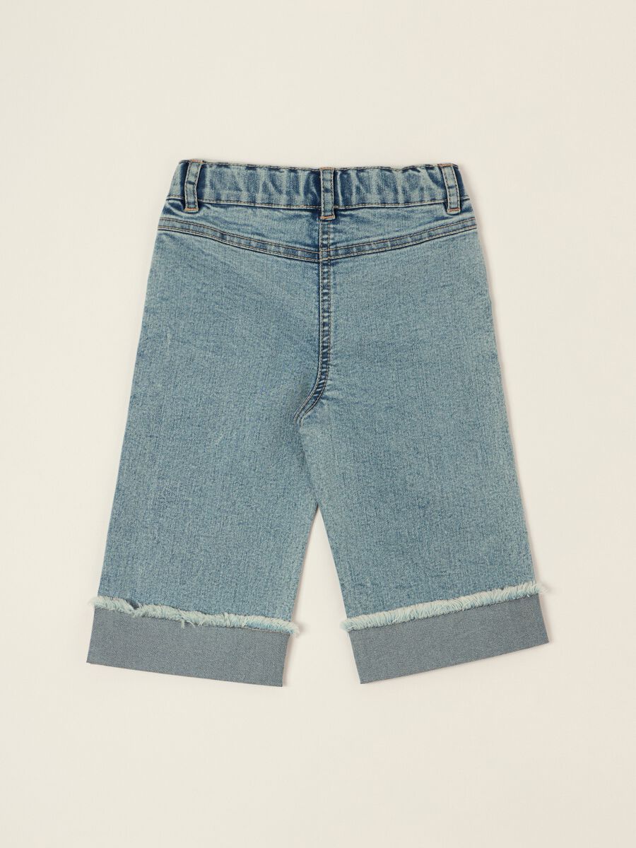 Stretch cotton denim jeans with embroidered hearts for baby girls_2