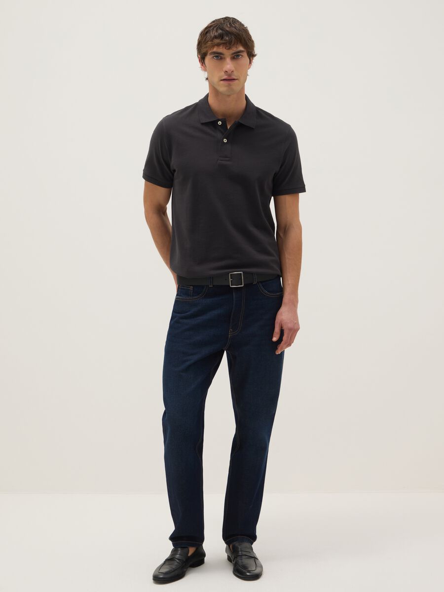 Black pure cotton polo regular fit_1