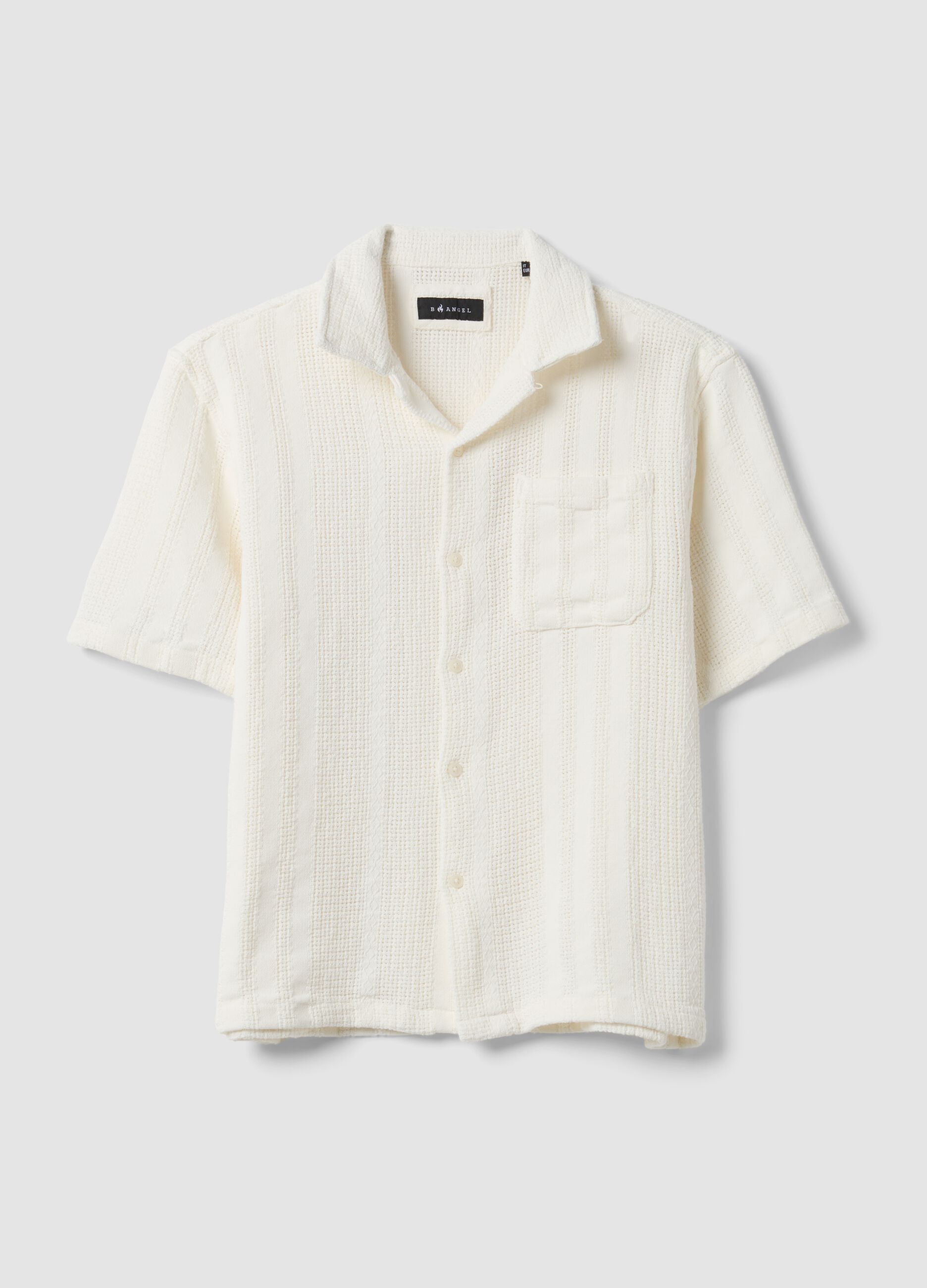 White short-sleeve pure cotton shirt
