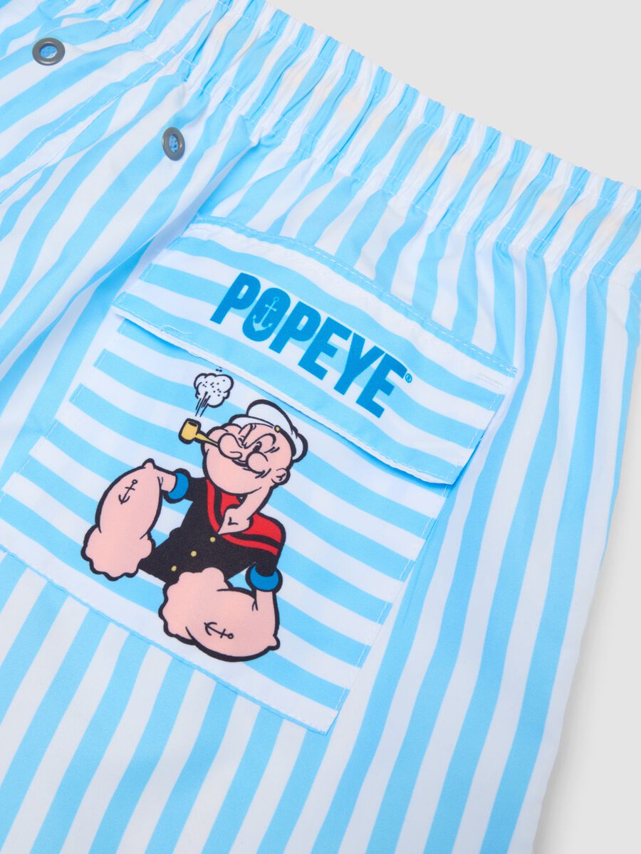 Multicolour striped swim shorts with Popeye print_5