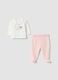 Pink and white organic cotton-blend set_0