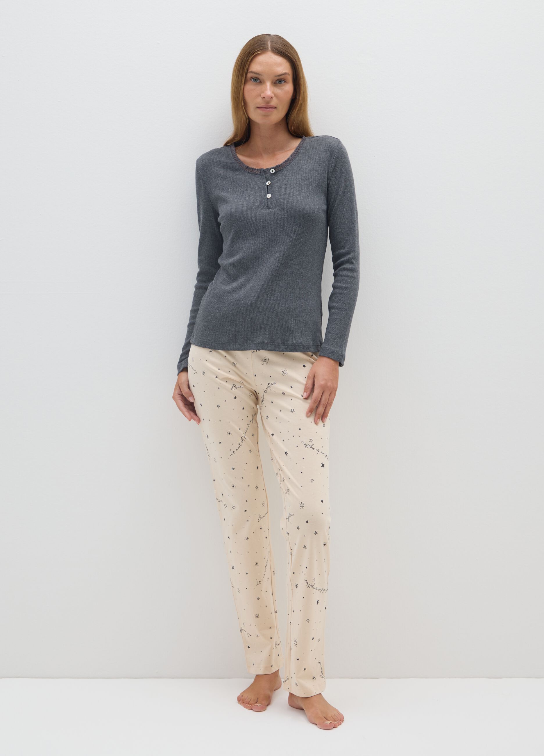 Pantaloni in puro cotone beige regular fit