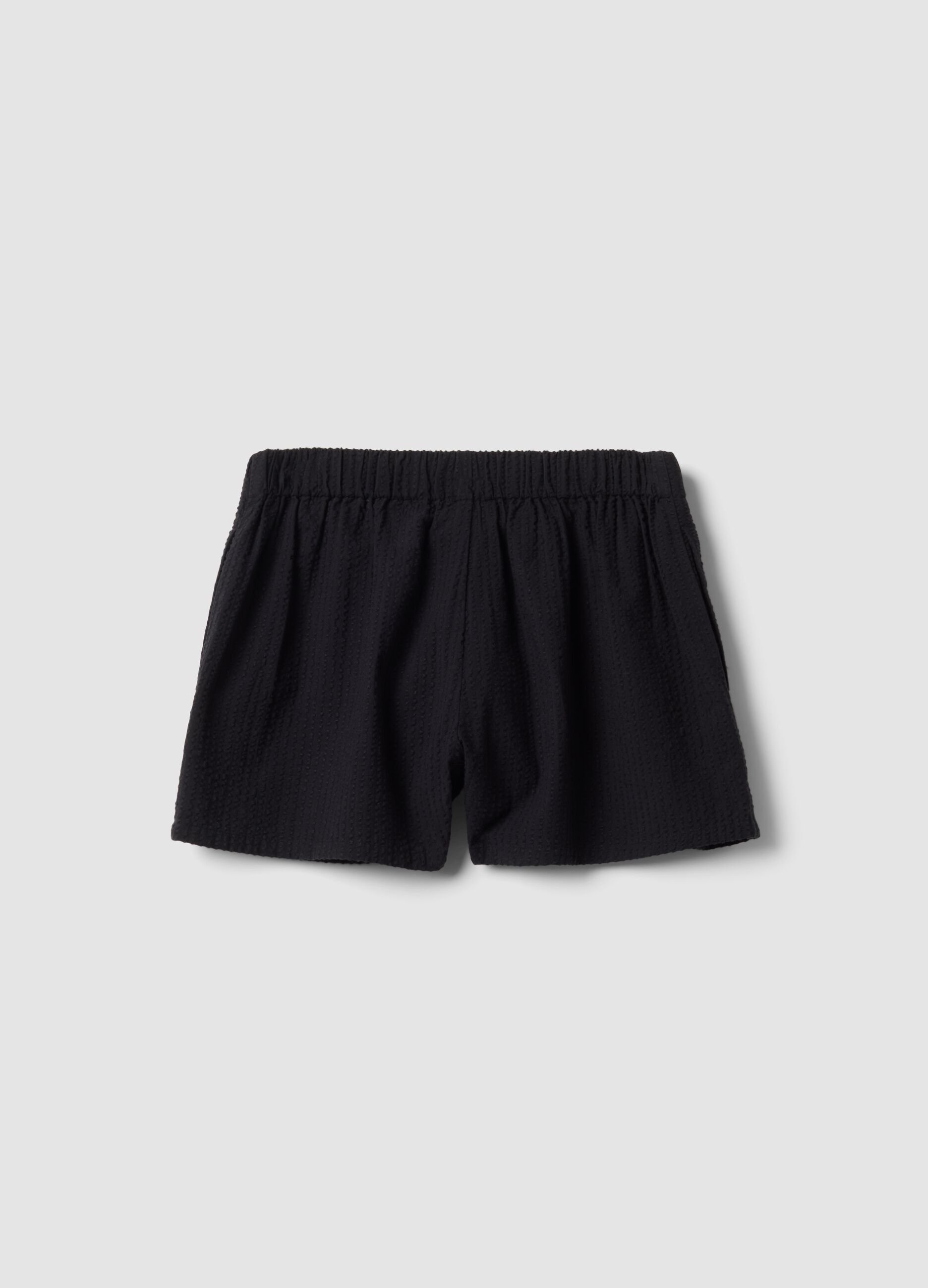 Black pure cotton shorts with elasticated waistband
