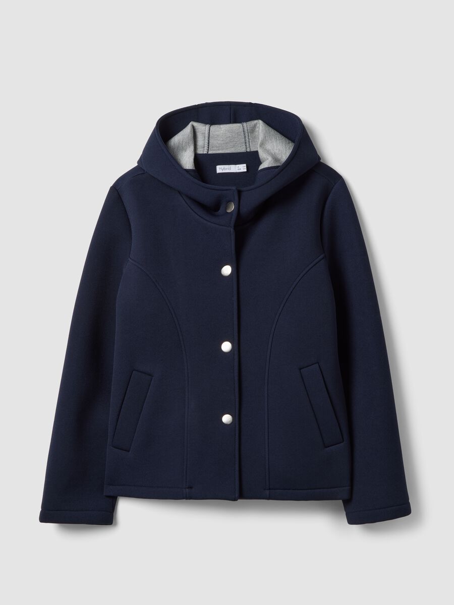 Giacca blu regular fit con cappuccio e bottoni_4