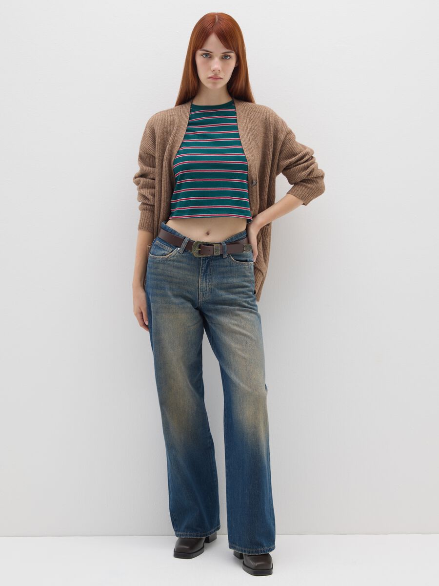 Brown oversized fit cardigan with buttons_1