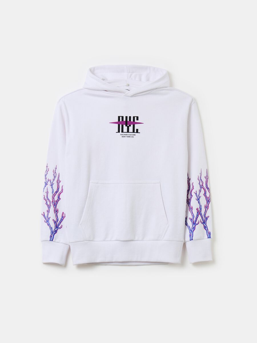 Sweatshirt with hood and lightening print_0