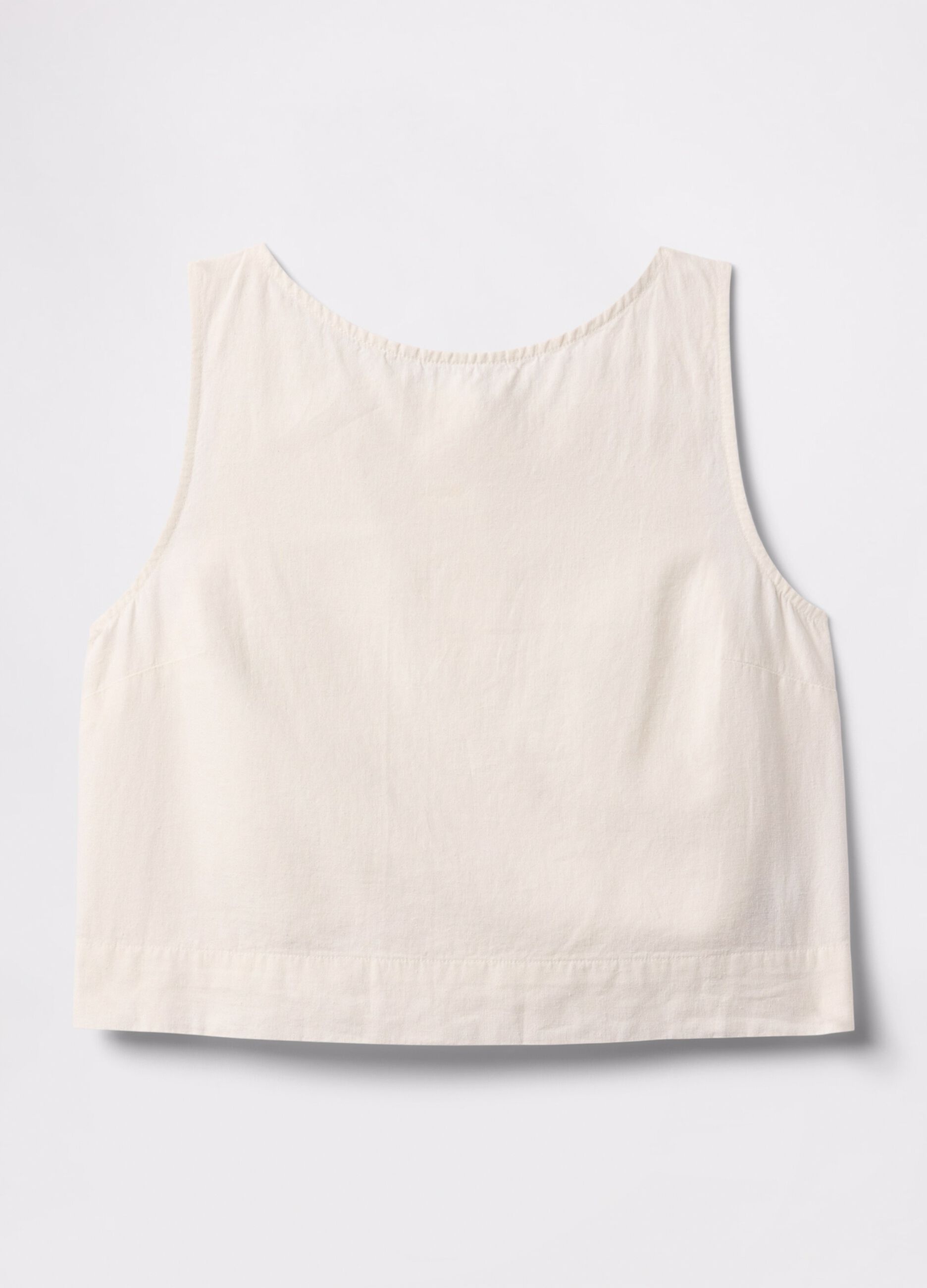 Sleeveless top in linen and viscose