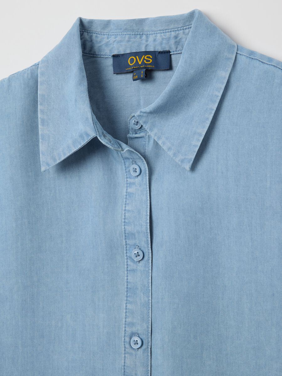 Short-sleeved denim shirt_5
