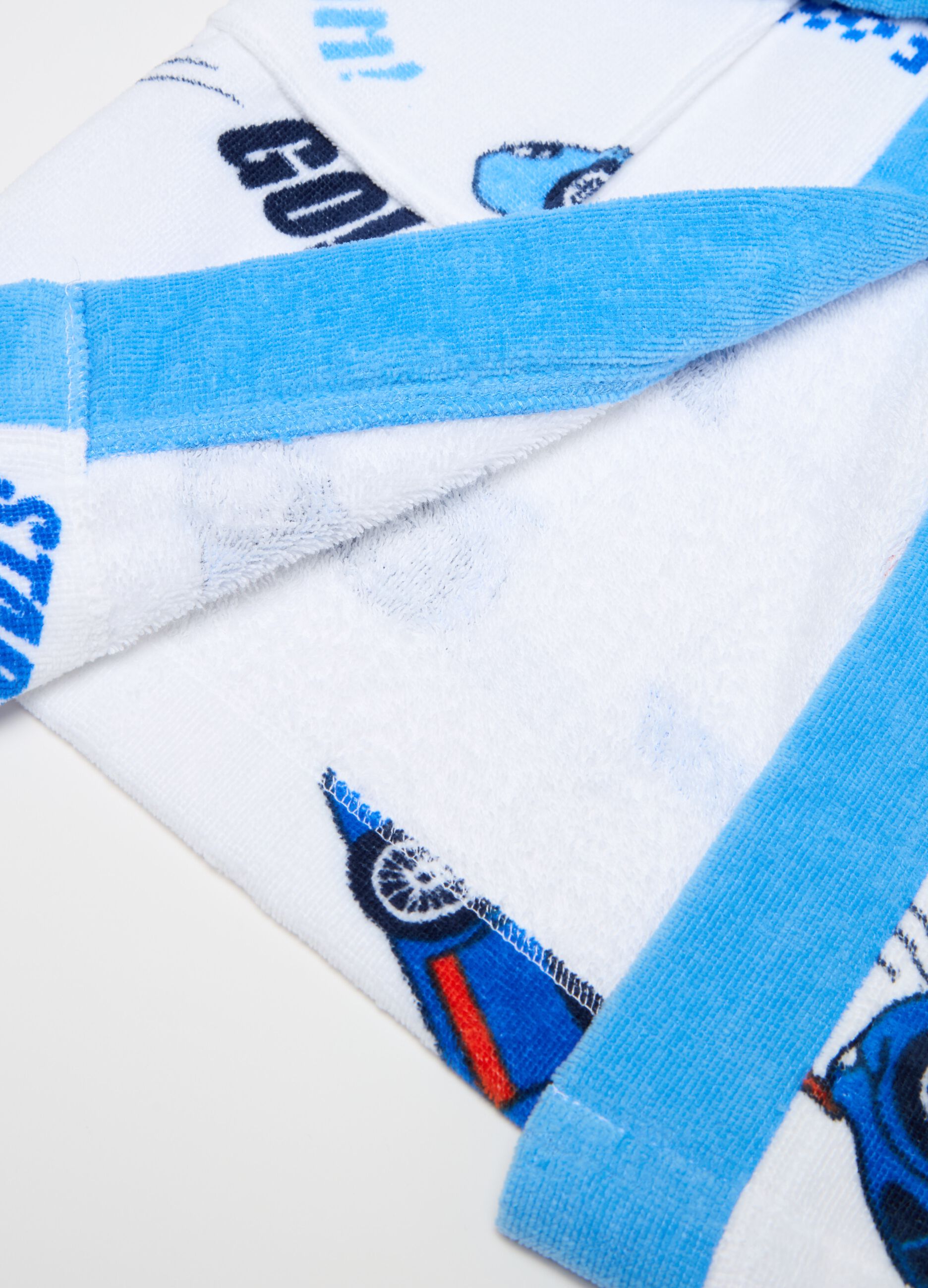 Cotton bathrobe with race car print