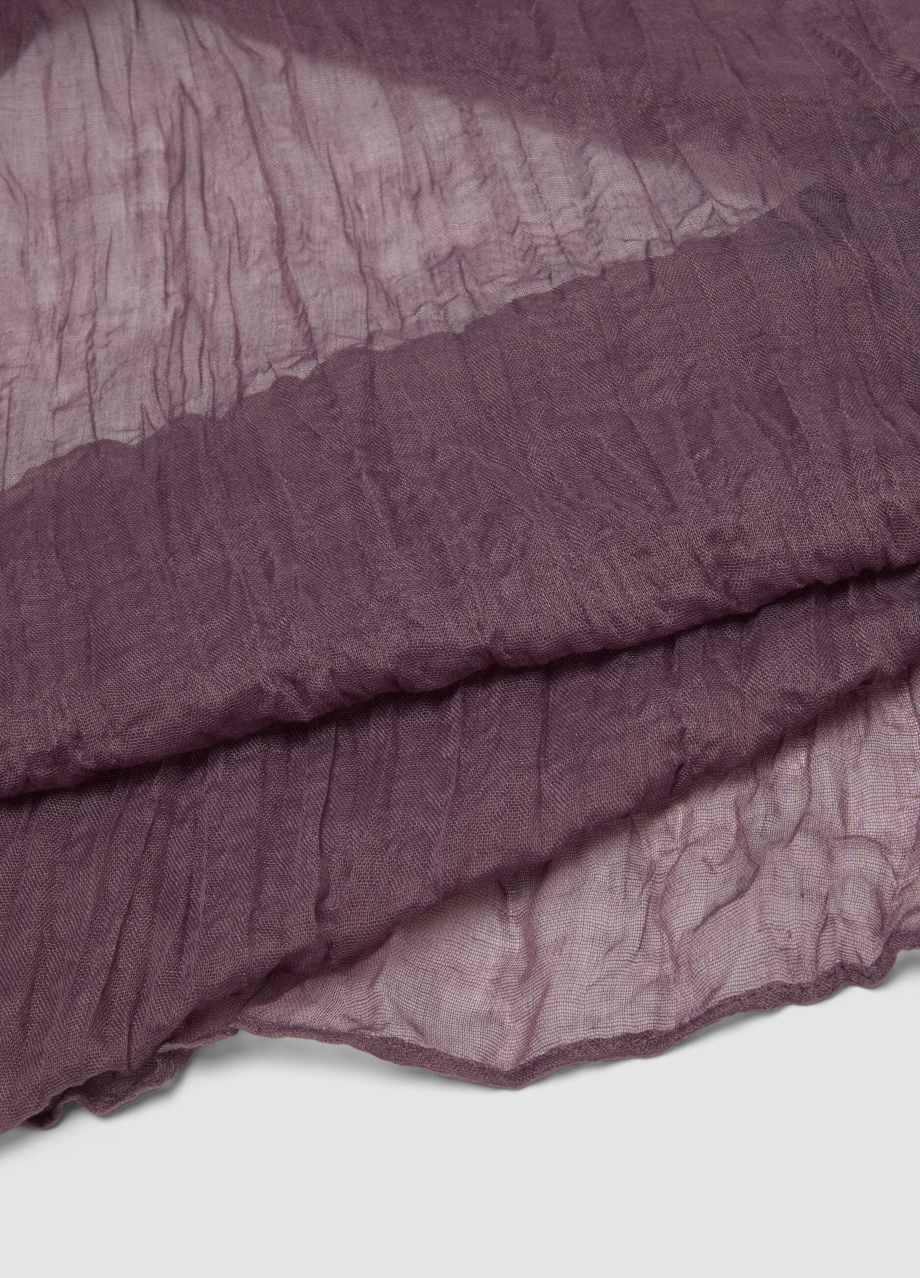 Purple semi-sheer crinkled-effect scarf