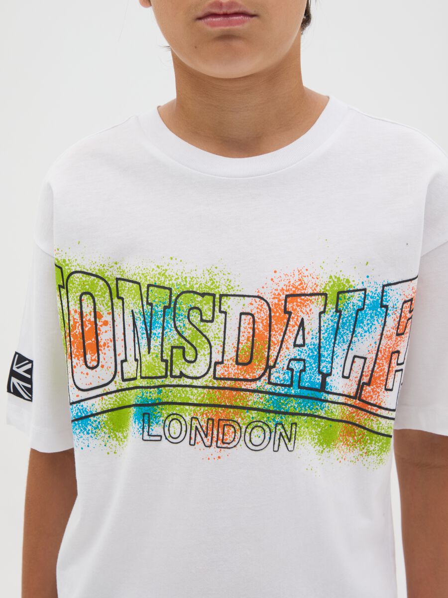 White Lonsdale T-shirt with multicolour print_2