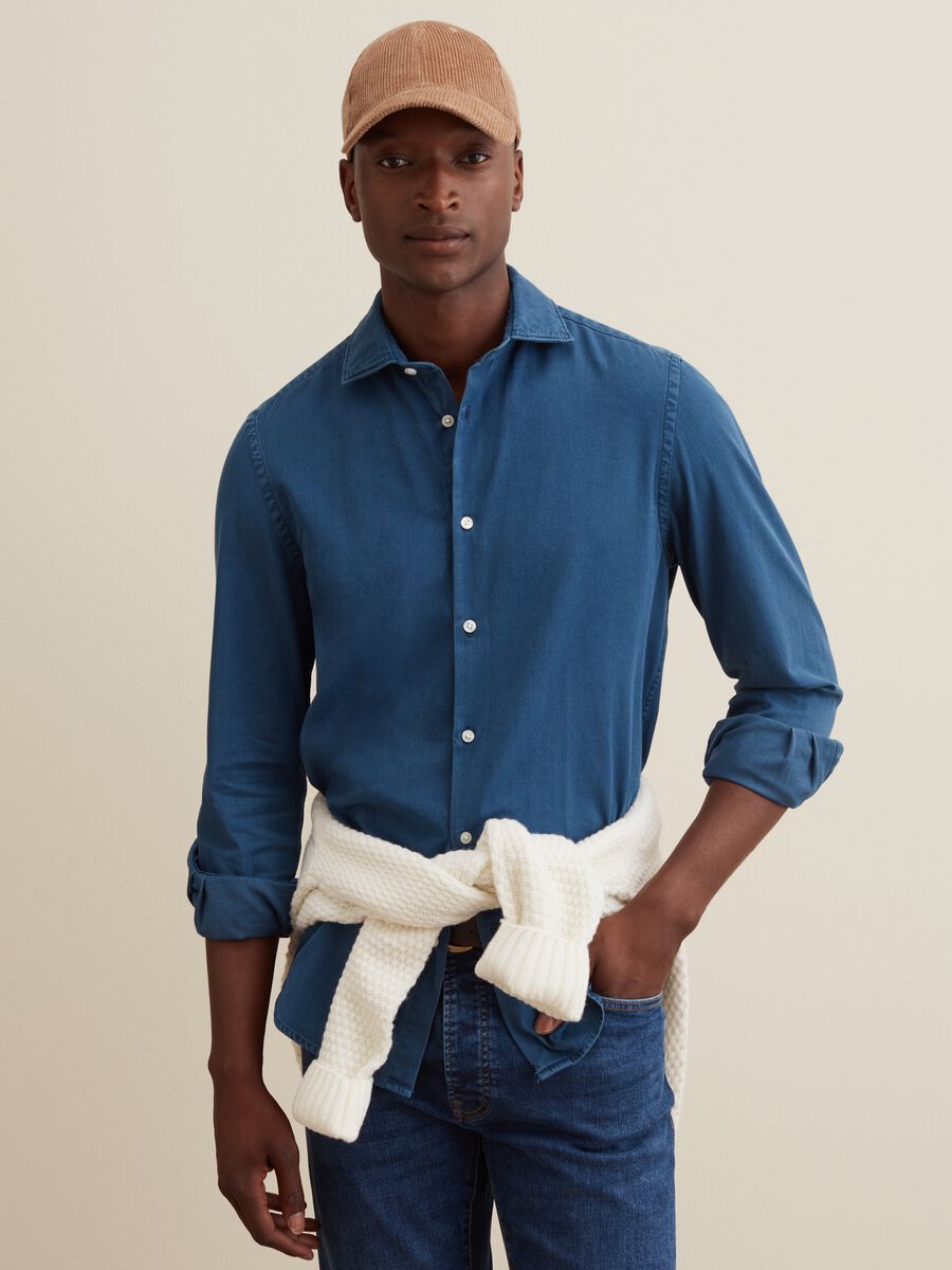 Camicia slim fit in denim_0