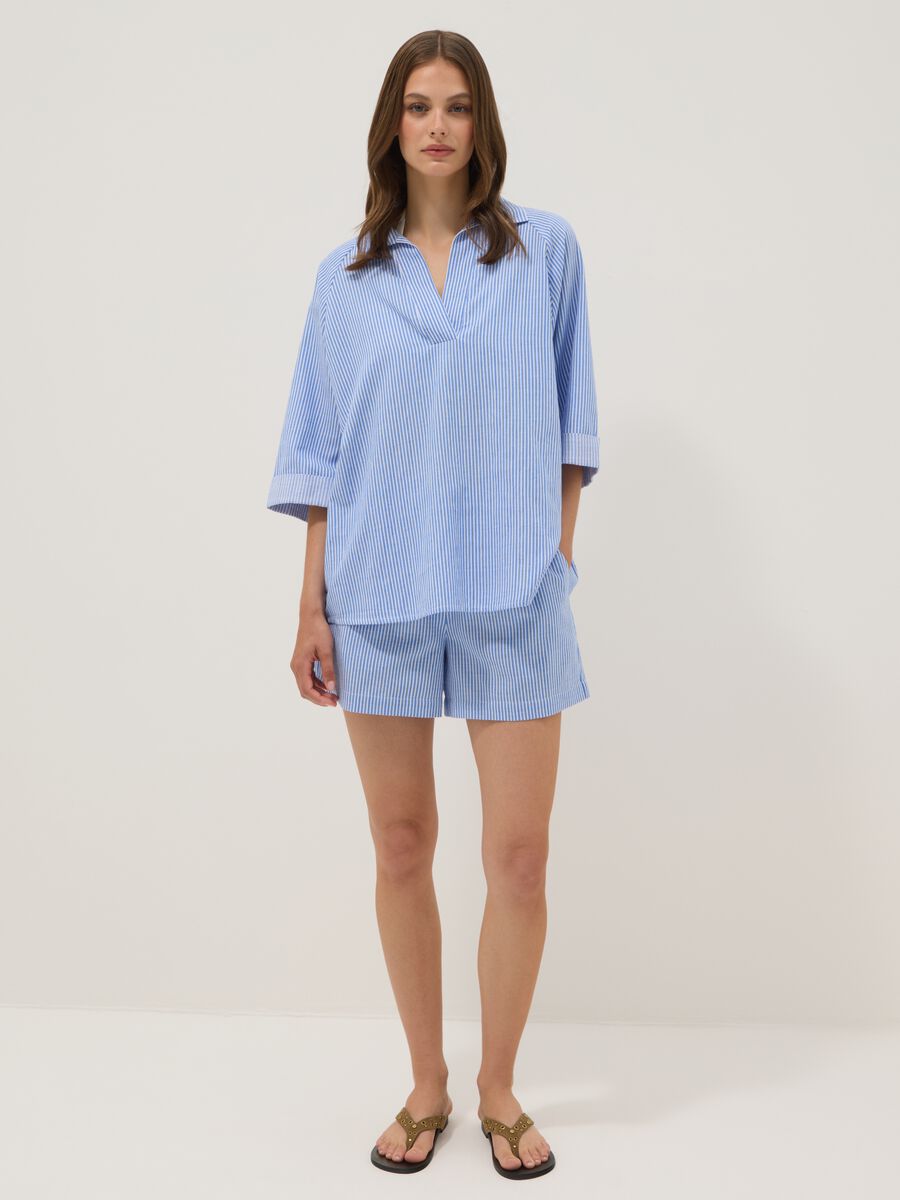 Blue striped pure cotton kaftan_1