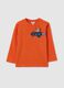 Orange long-sleeve T-shirt with appliqués_0
