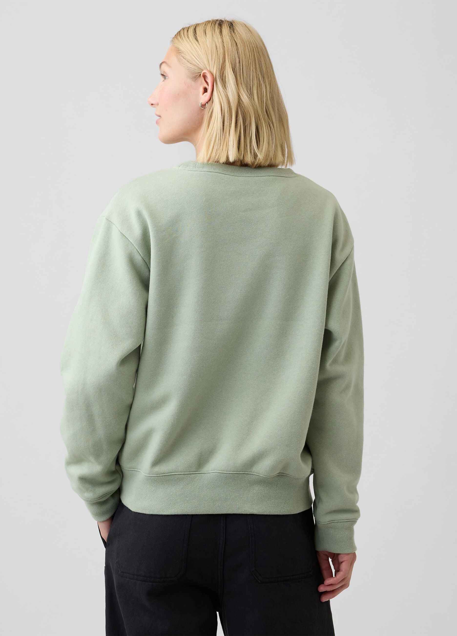 Sage green GAP logo cotton-blend crewneck sweatshirt