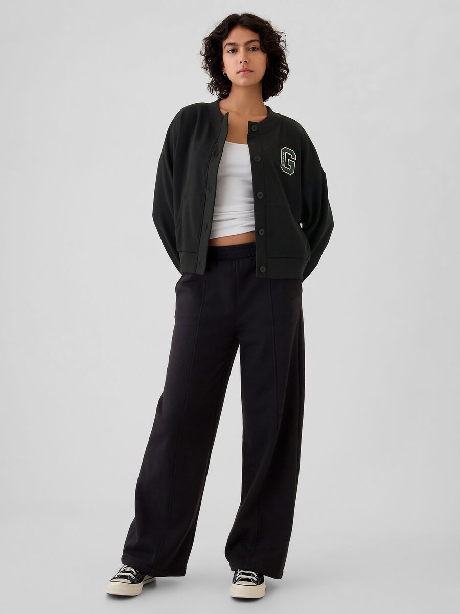 Oversized sweatshirt with buttons and logo embroidery_1