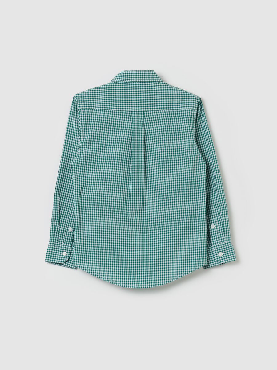 Gingham button-down shirt with logo embroidery_4