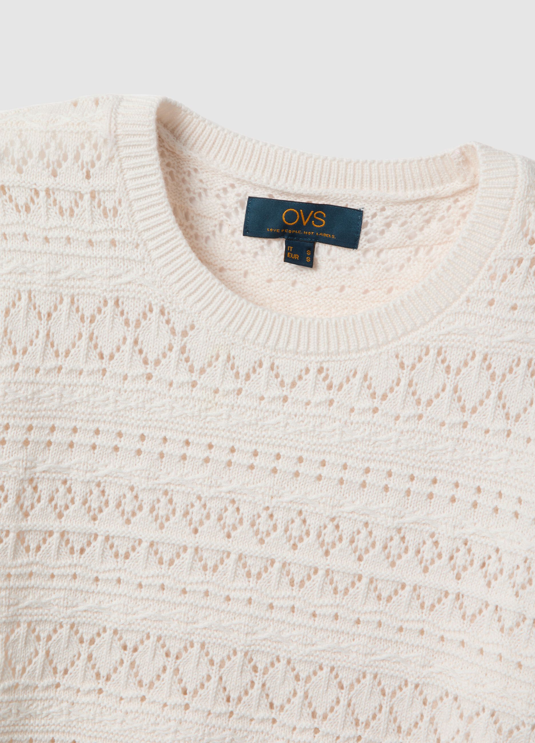 Maglia in puro cotone bianca regular fit con lavorazione a maglia