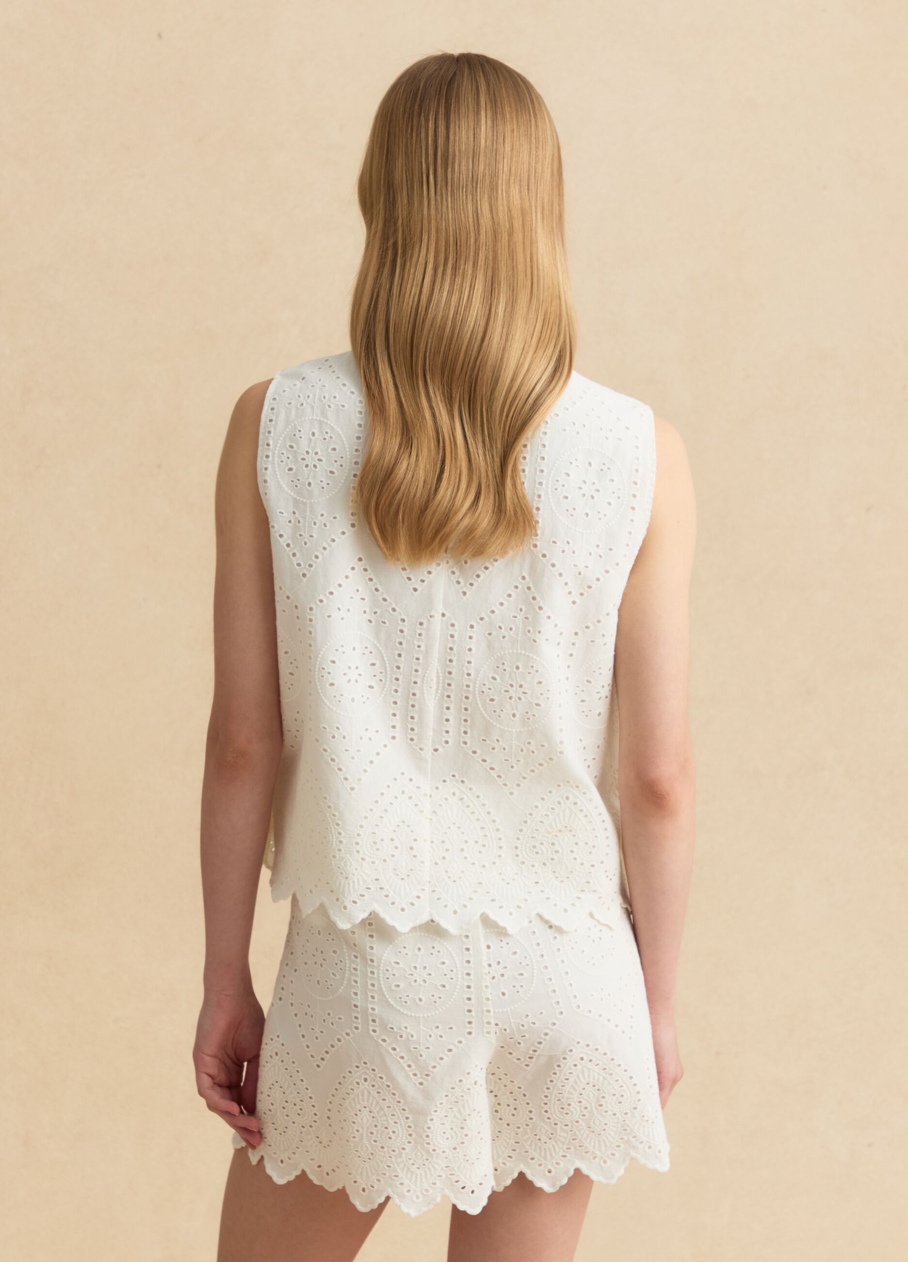 White pure cotton broderie anglaise blouse