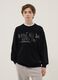 Boys' black pure cotton oversized sweatshirt with lettering_0