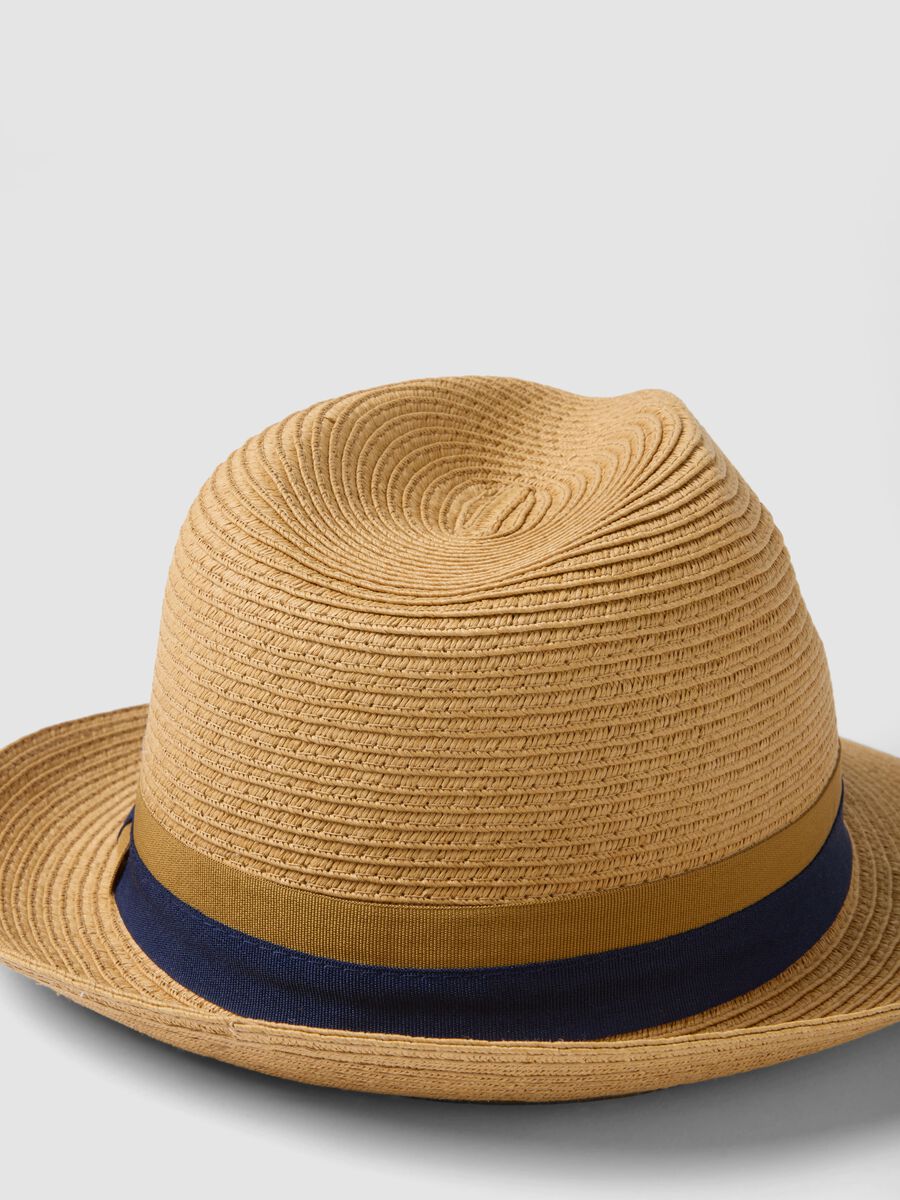 Cappello fedora in puro tessuto carta beige senza fodera_2
