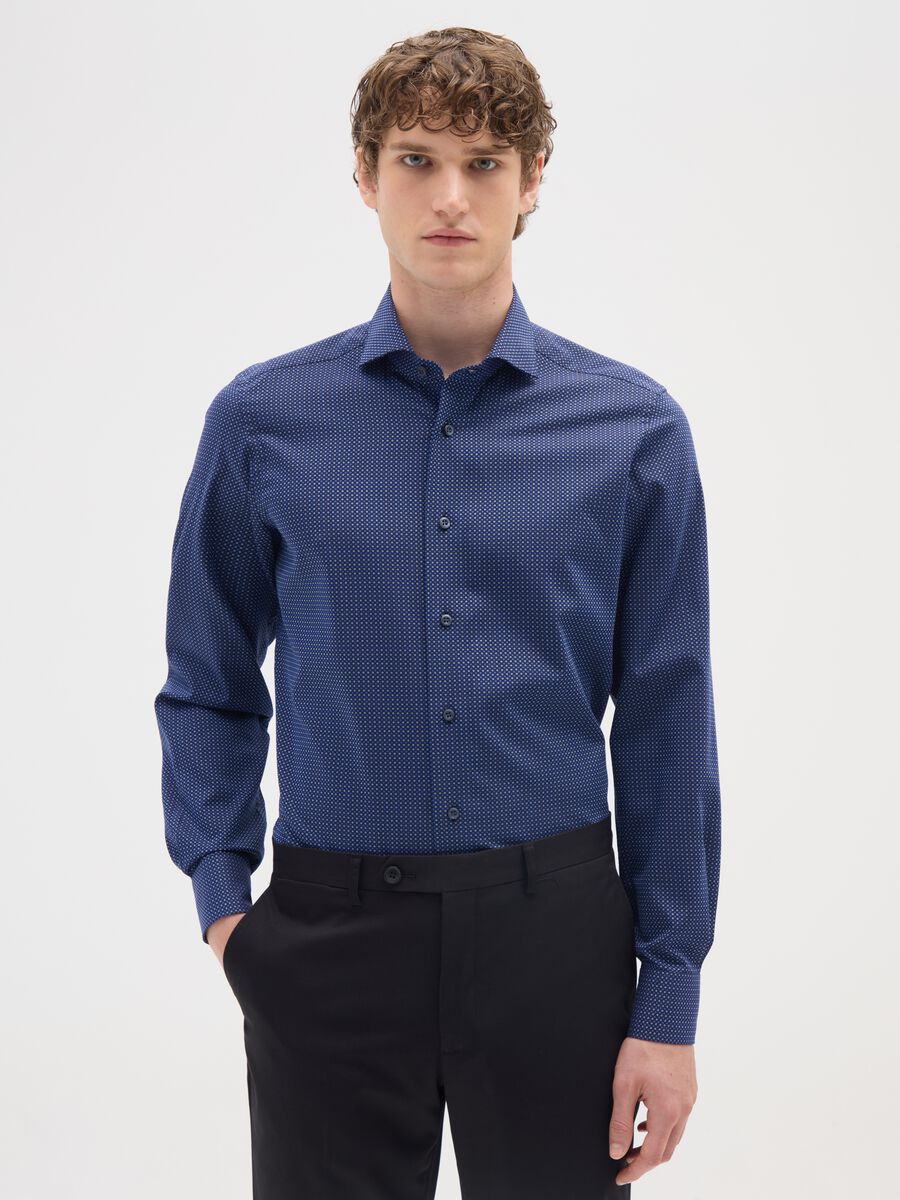 Slim fit blue pure cotton shirt_0