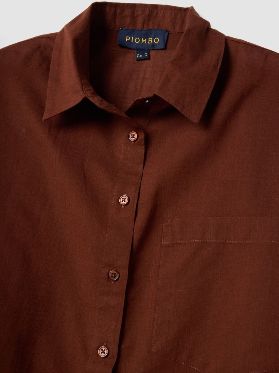 Brown pure cotton oversized shirt_5