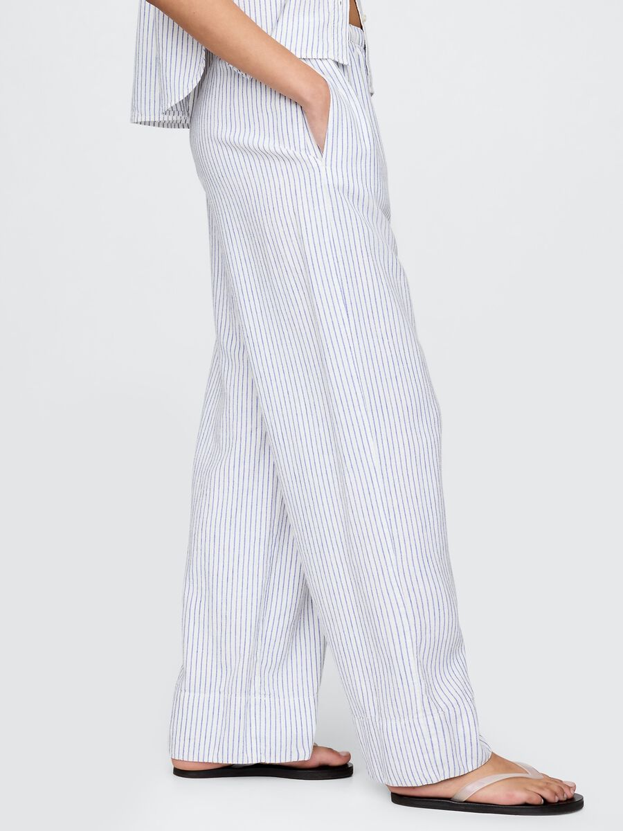 Striped linen and viscose palazzo trousers by Gap_3